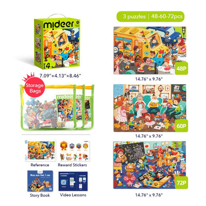 Mideer - Level Up Jigsaw Puzzle for Kids - 3-in-1 - Level 4 A Day of Mine