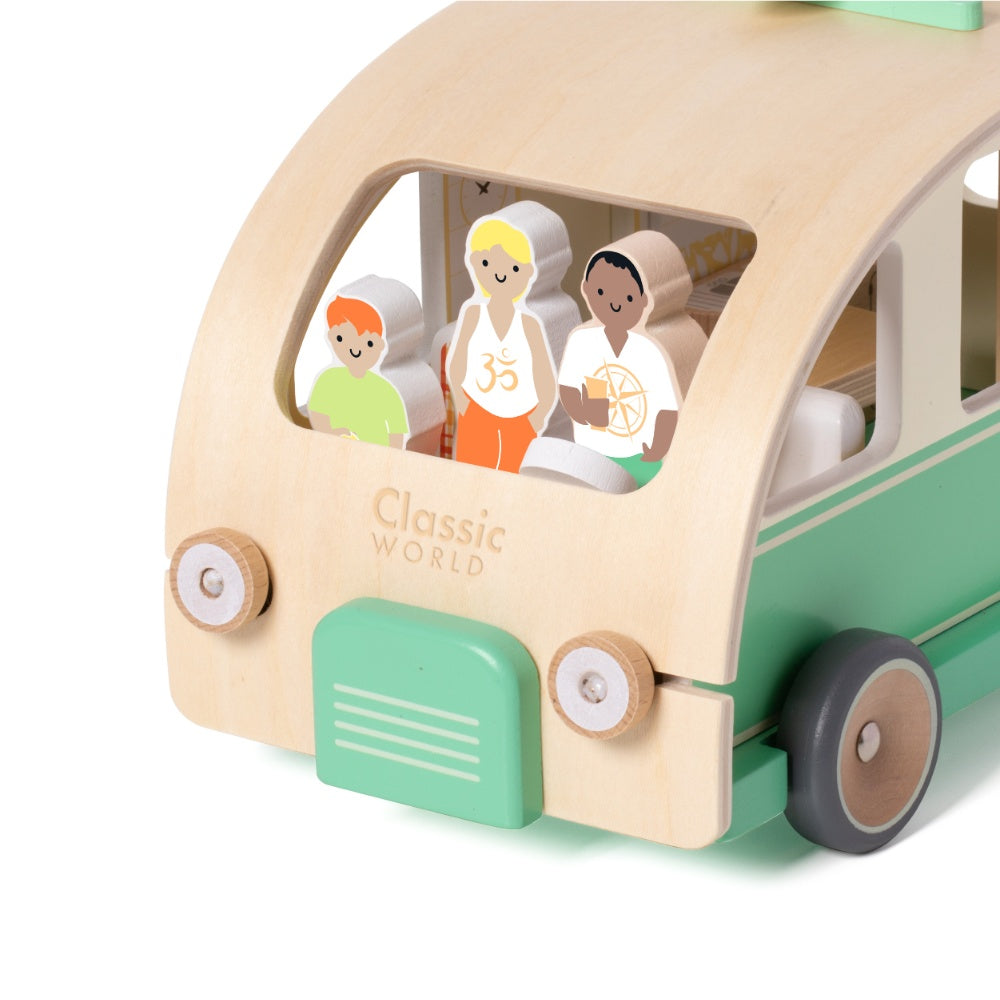 Classic World - Pretend & Play Camper Van Doll House - Wooden Play Set - 9pcs