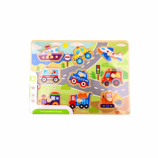 TookyToy - Wooden Peg Puzzle - Vehicles