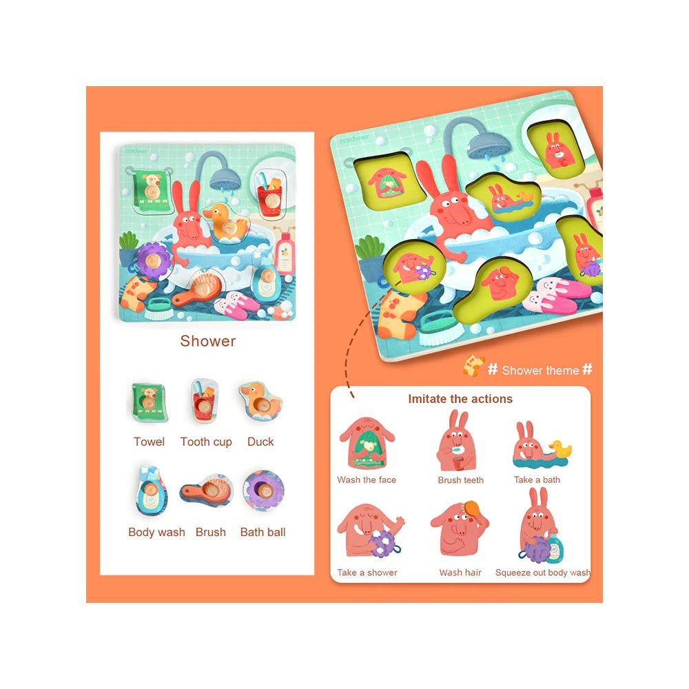 Mideer - Wooden Peg Puzzle-Bath Time