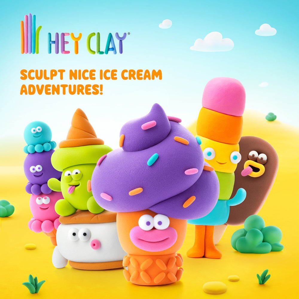 Hey Clay - Modelling Air-Dry Clay with Fun Interactive App - Nice Ice Cream, 15 cans