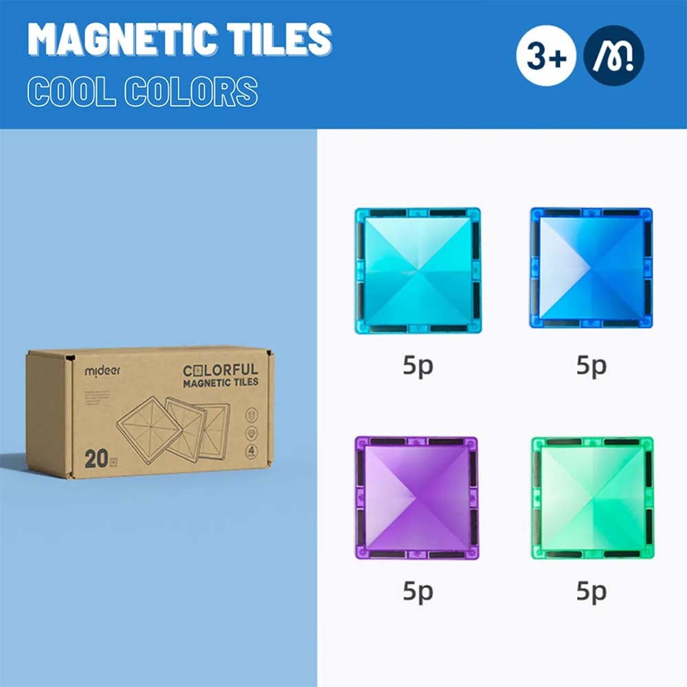 Mideer - Colourful Magnetic Tiles Cold Colour - 20pcs