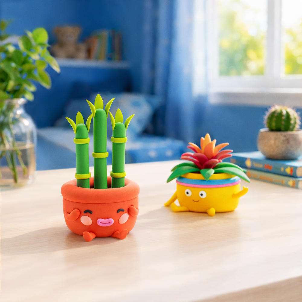 Hey Clay - Modelling Air-Dry Clay with Fun Interactive App - Plant Friends, 15 cans