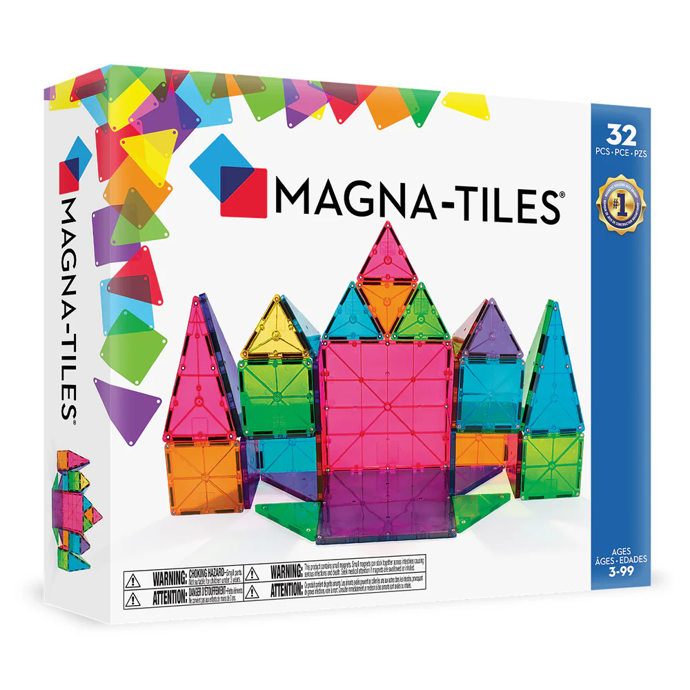 Magna-Tiles - Magnetic Construction Set - Translucent Colours - 32pcs