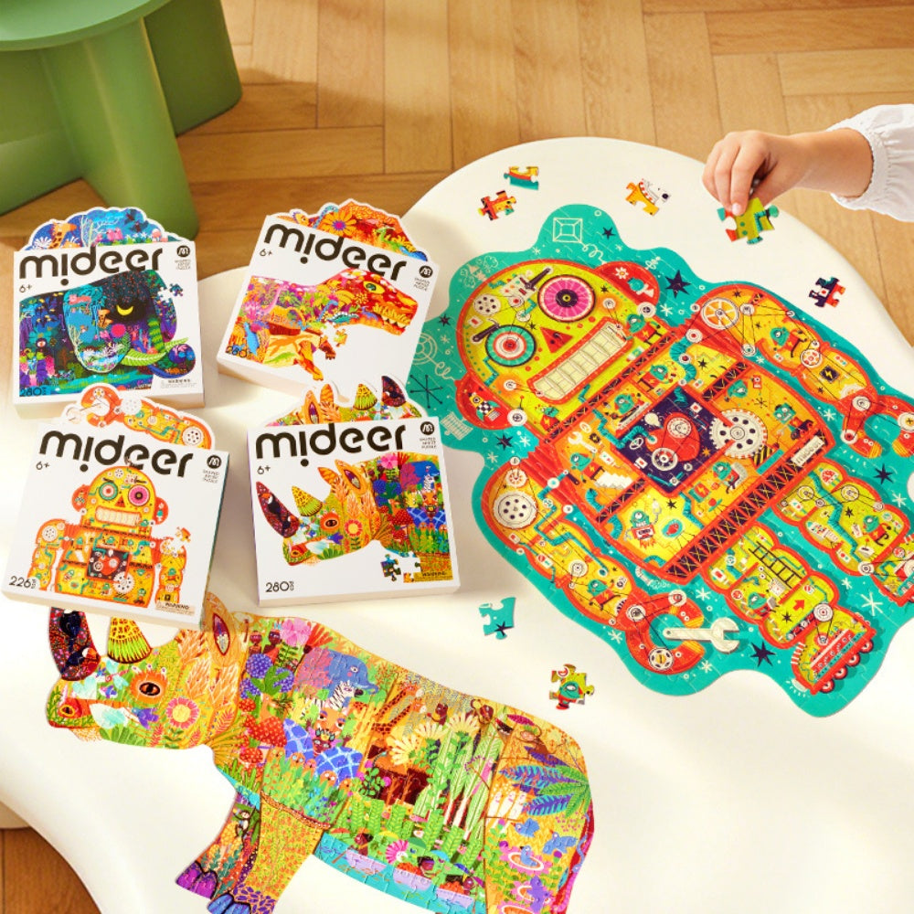 Mideer - Artist Puzzle: Robot Factory - 226 Piece Shaped Jigsaw for Kids
