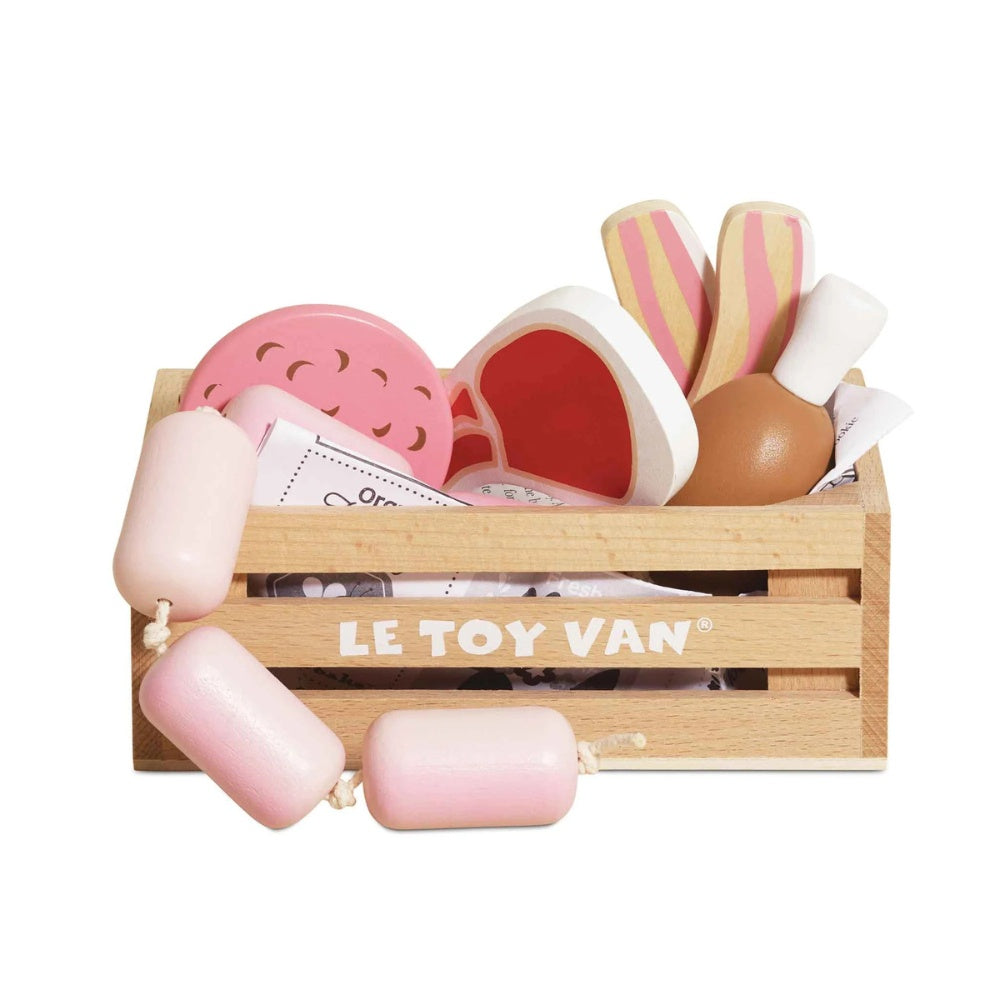 Le Toy Van - Wooden Butchers Meat Food Crate - 7pcs