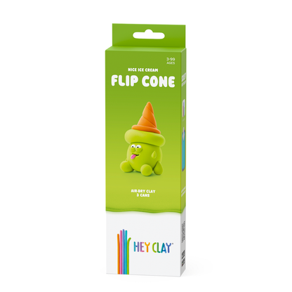 Hey Clay - Modelling Air-Dry Clay with Fun Interactive App - Flip Cone, Series Nice Ice Cream, 3 cans
