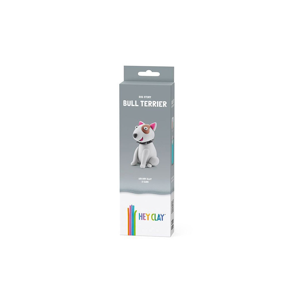 Hey Clay - Modelling Air-Dry Clay with Fun Interactive App - Bull Terrier, Series Dog Story, 3 cans