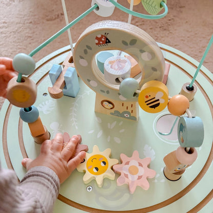 TookyToy - Wooden Activity Table with Bead Maze Shape Sorter