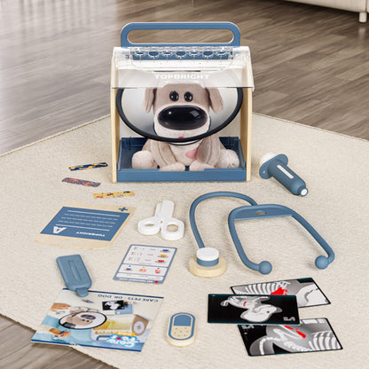 TopBright - Pretend Play Doctor Vet Kit - Interactive Puppy with Sound & Lights