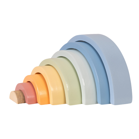 TookyToy - Pastel Rainbow Stacker - Wooden Ring Fine Motor Stacking Toy
