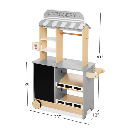 TookyToy - Pretend Play Wooden Grocery Store Playset with Accessories