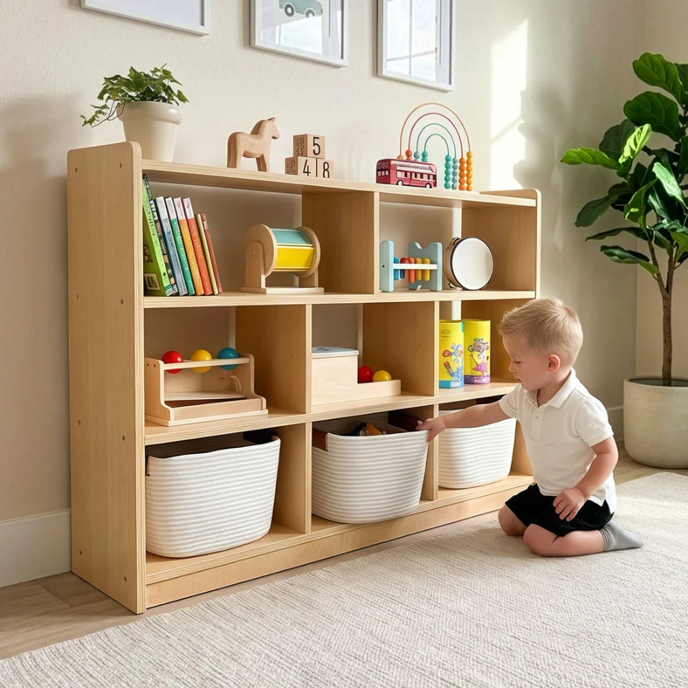 TookyToy - Wooden Shelf and Toy Storage for Kids Room: Open Plywood 90x113cm