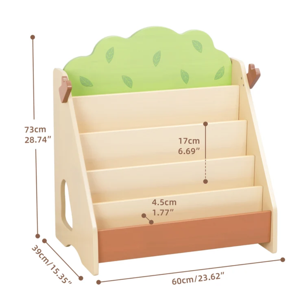 TookyToy - Tree Bookshelf for Kids Room - Premium Pine Wood - 5 Tier