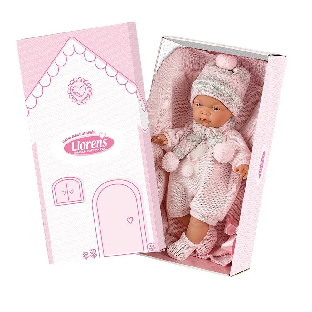 Llorens - Baby Girl Doll with Crying Mechanism, Clothing & Blanket: Joelle - 38cm