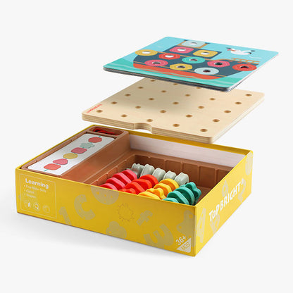 TopBright - Fine Motor Skills Set - Lacing Stacking Peg Activity for Kids