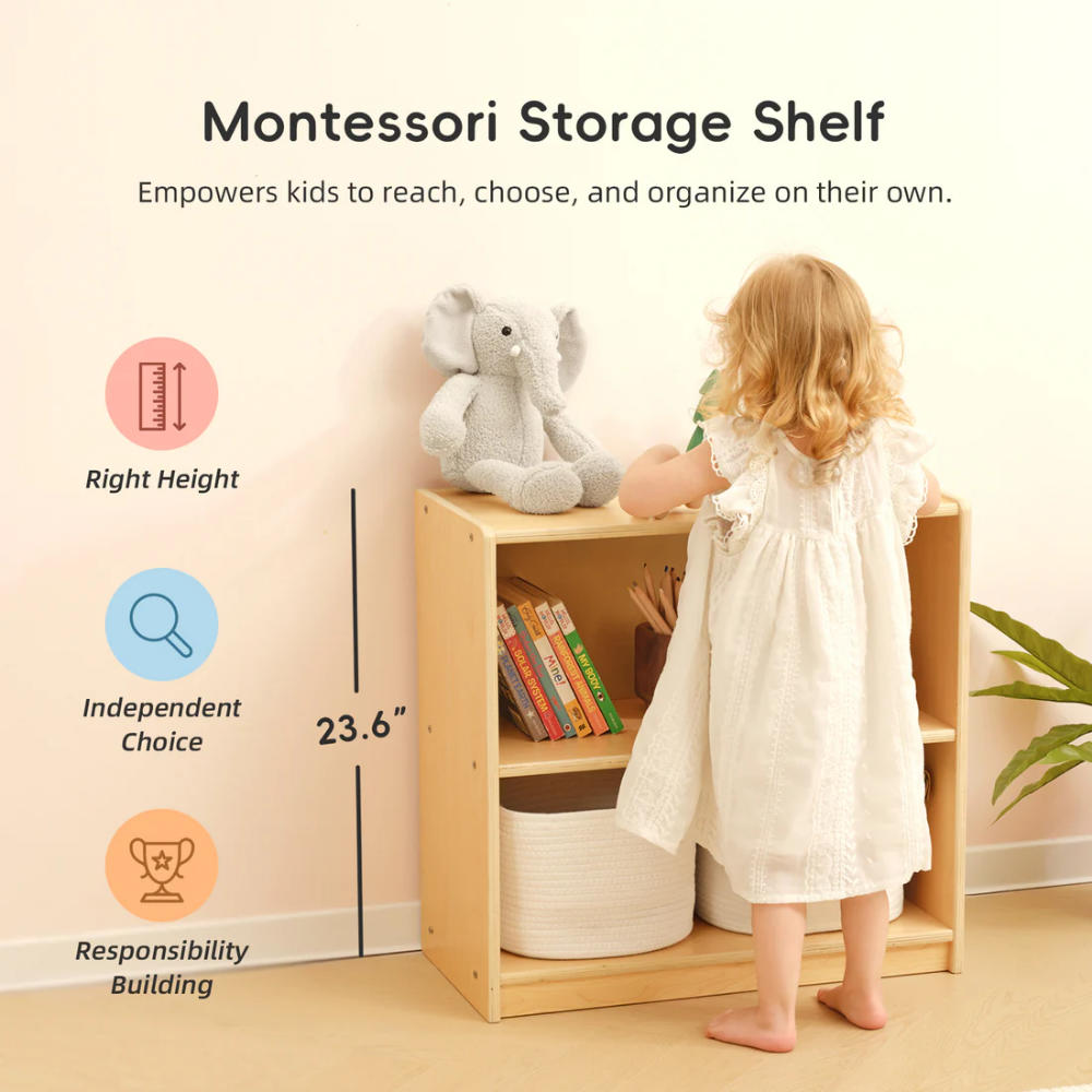 TookyToy - Wooden Shelf and Toy Storage for Kids Room: Plywood 60x63cm