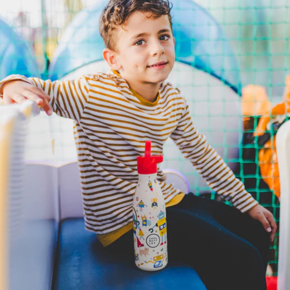 Cool Bottles - Kids Triple-Insulated Water Bottle - Messy Robots 350ml