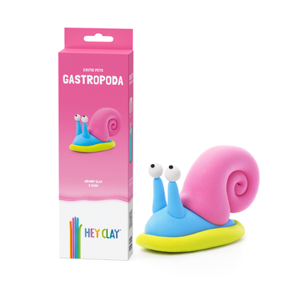 Hey Clay - Modelling Air-Dry Clay with Fun Interactive App - Gastropoda, Series Exotic Pets, 3 cans