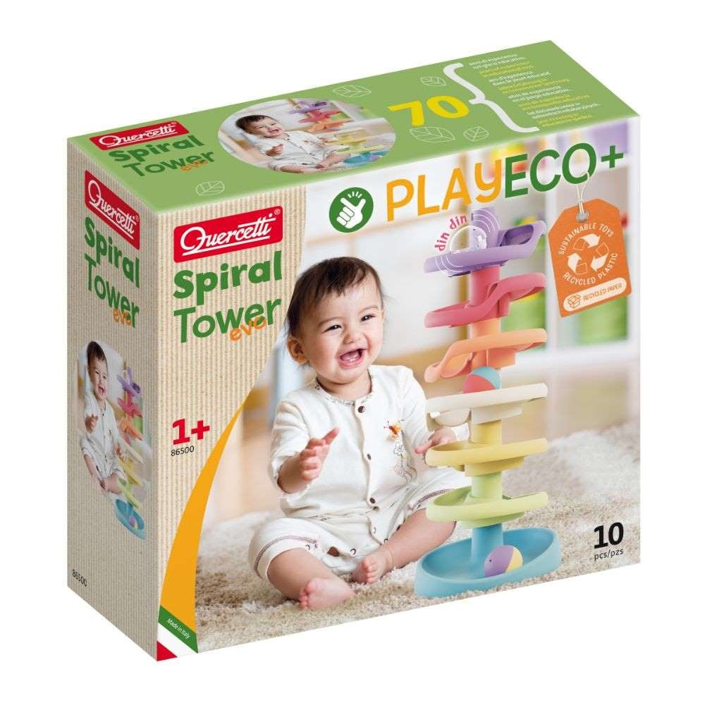 Quercetti - Eco-Friendly Spiral Tower Ball Run Baby Toy
