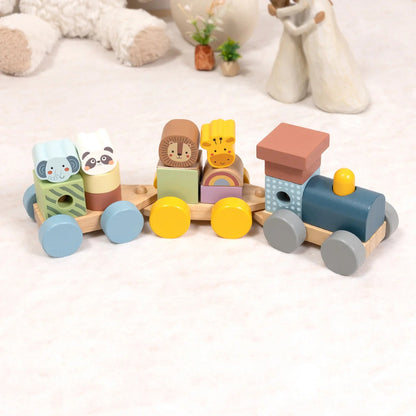 TookyToy - Wooden Stacking Train - Forest Friends - Set of 16