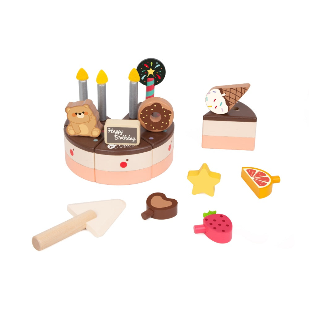 Classic World - Pretend & Play - Chocolate Birthday Cake - 19pcs