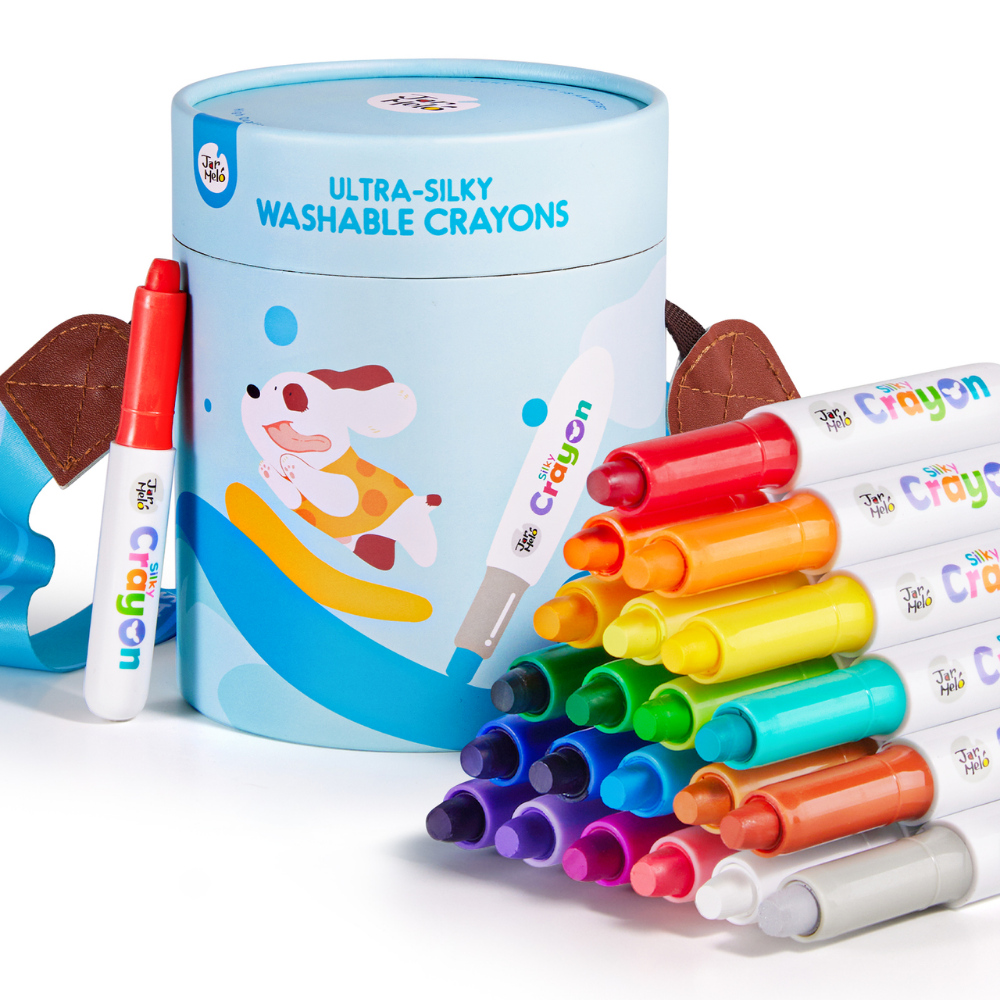 Jar Meló - Twistable Washable Silky Crayons in Carry Case - 24 Colours
