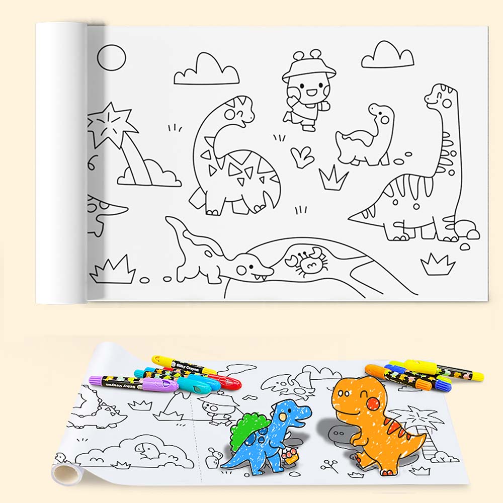Jar Meló - Colouring Paper Roll - Tear & Stick - Dinosaur Adventures 3m