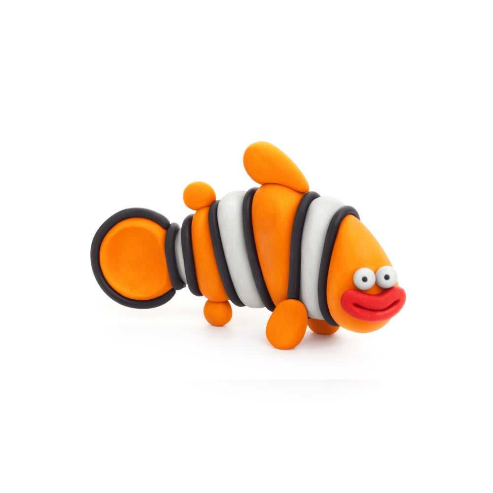 Hey Clay - Modelling Air-Dry Clay with Fun Interactive App - Clownfish, series Ocean, 3 cans