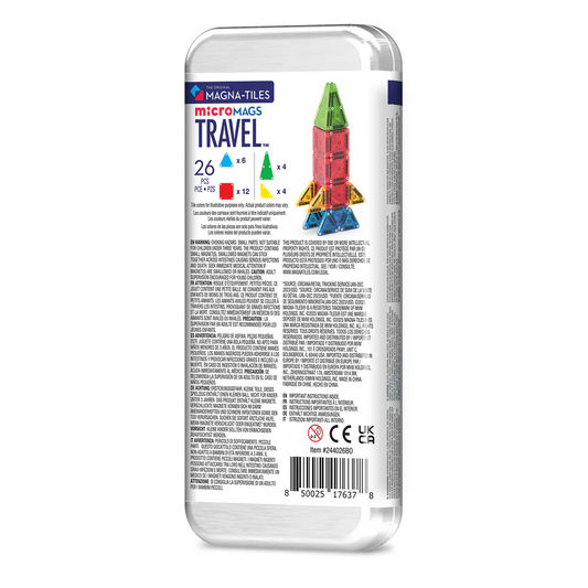 Magna-Tiles - Magnetic Construction Set - microMAGS Travel Tin Set - 26pcs