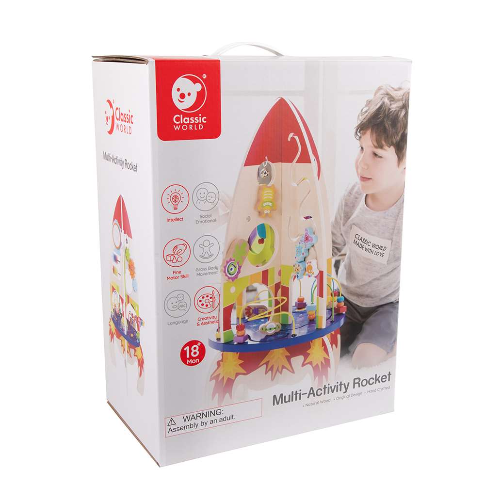 Classic World - Multi-Activity Busy Board Rocket - 37 x 37 x 62 cm
