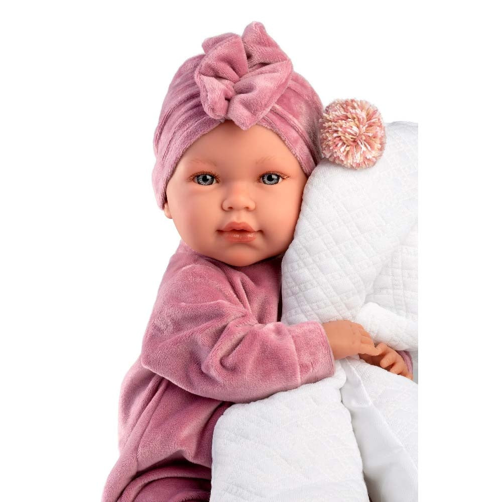 Llorens - Baby Girl Doll with Crying Mechanism, Outfit & Cushion: Mimi - 42cm