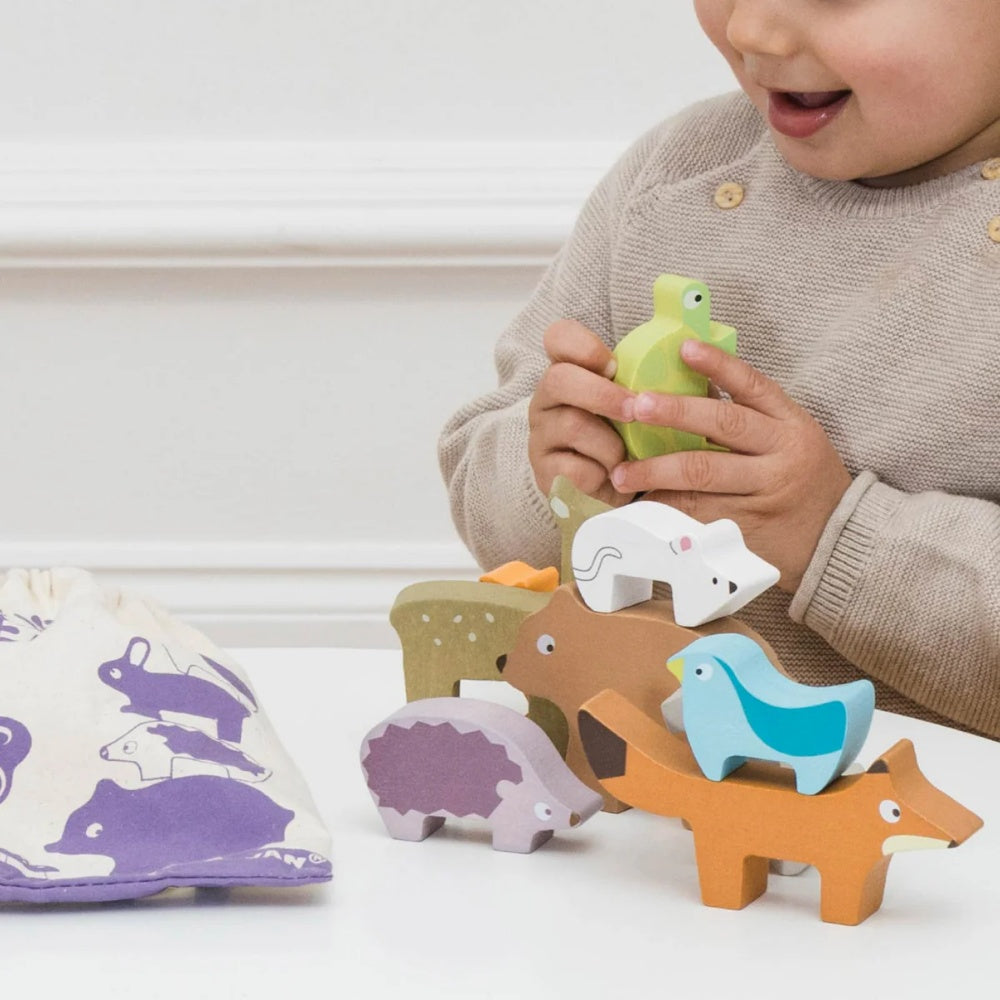 Le Toy Van - Wooden Woodland Stacking Forest Animals & Bag - 10pcs