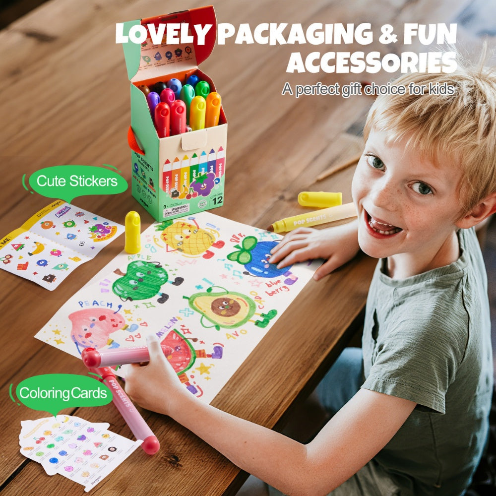 Jar Meló - Scented Markers - 12 Washable Non-Toxic Colours