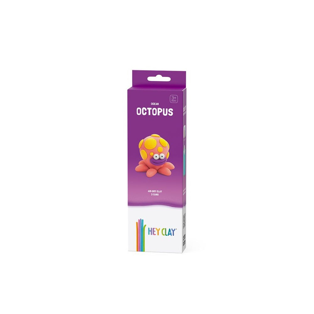 Hey Clay - Modelling Air-Dry Clay with Fun Interactive App - Octopus, series Ocean, 3 cans