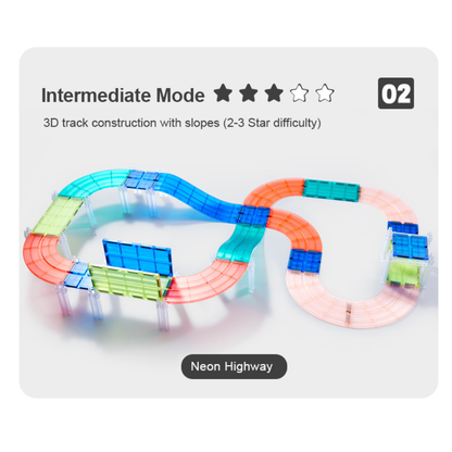 Mideer - Racing Track Grooved Magnetic Tiles Building Set