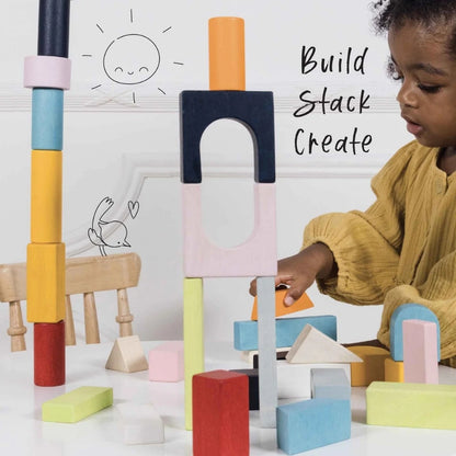Le Toy Van - Colourful Wooden Building Blocks - 60pcs