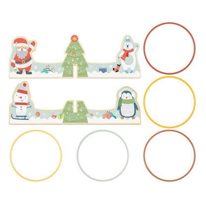 hi Pando - Wooden Ring Toss Game - Christmas Themed - 7pcs