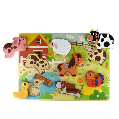 TookyToy - Wooden Chunky Farm Animasl Puzzle
