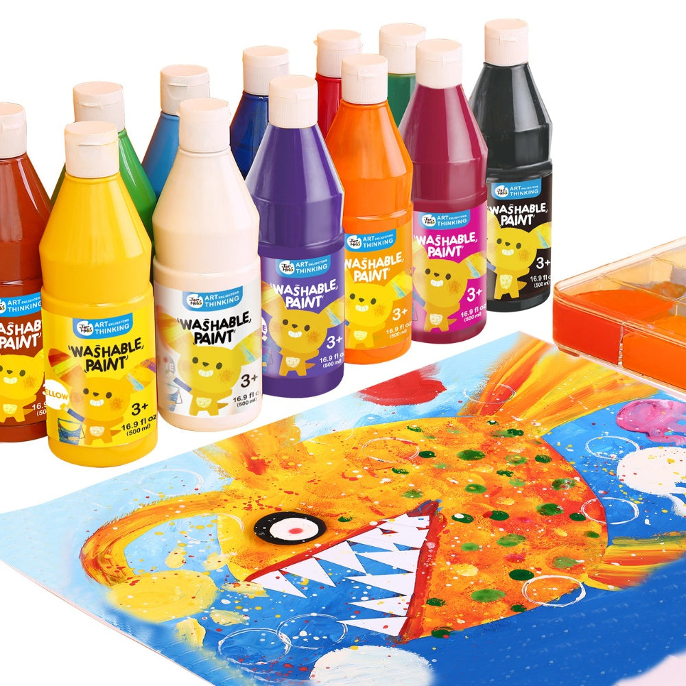 Jar Meló - Washable Paint Set for Kids - Non-Toxic Tempera Paint - 12 x 500ml