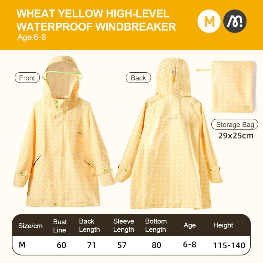 Mideer - Kids Raincoat with Hidden Bag Space - Wheat Yellow (M)