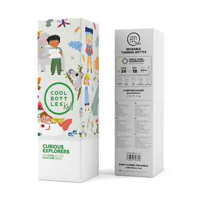 Cool Bottles - Kids Triple-Insulated Water Bottle - Curious Explorers 350ml