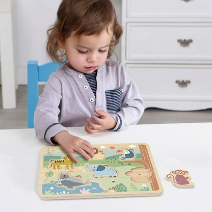 TookyToy - Wooden Sound Puzzle - Animals - 7 Pieces