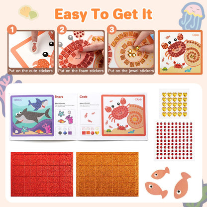 Jar Meló - Mosaic Sticker Art Kit - Ocean Journey Animal Craft Set