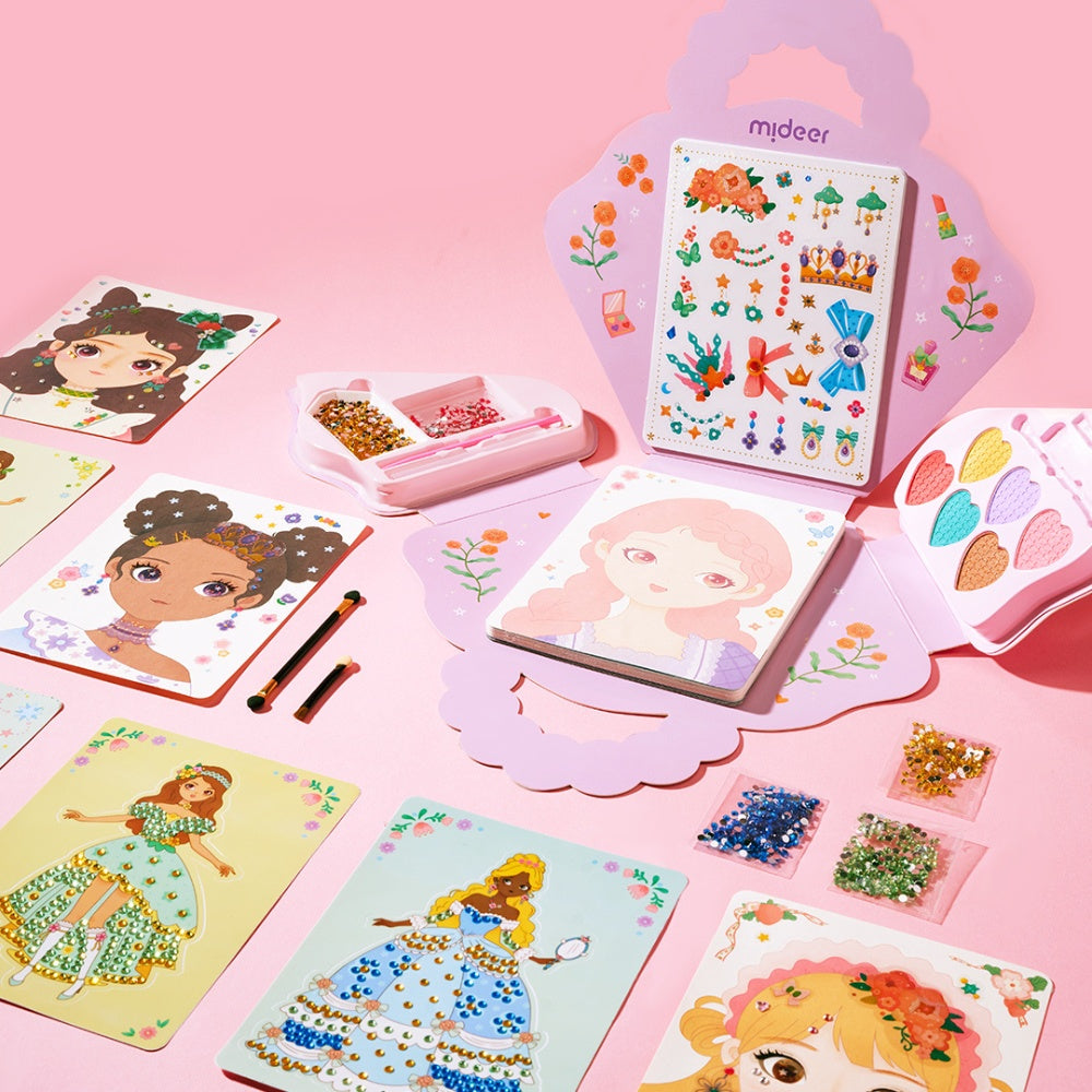 Mideer - 3-in-1 Makeup and Dress Up Arts & Crafts Book Set: Princess Fashion Show