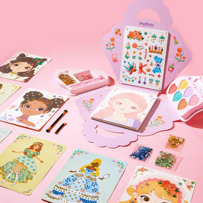 Mideer - 3-in-1 Makeup and Dress Up Arts & Crafts Book Set: Princess Fashion Show