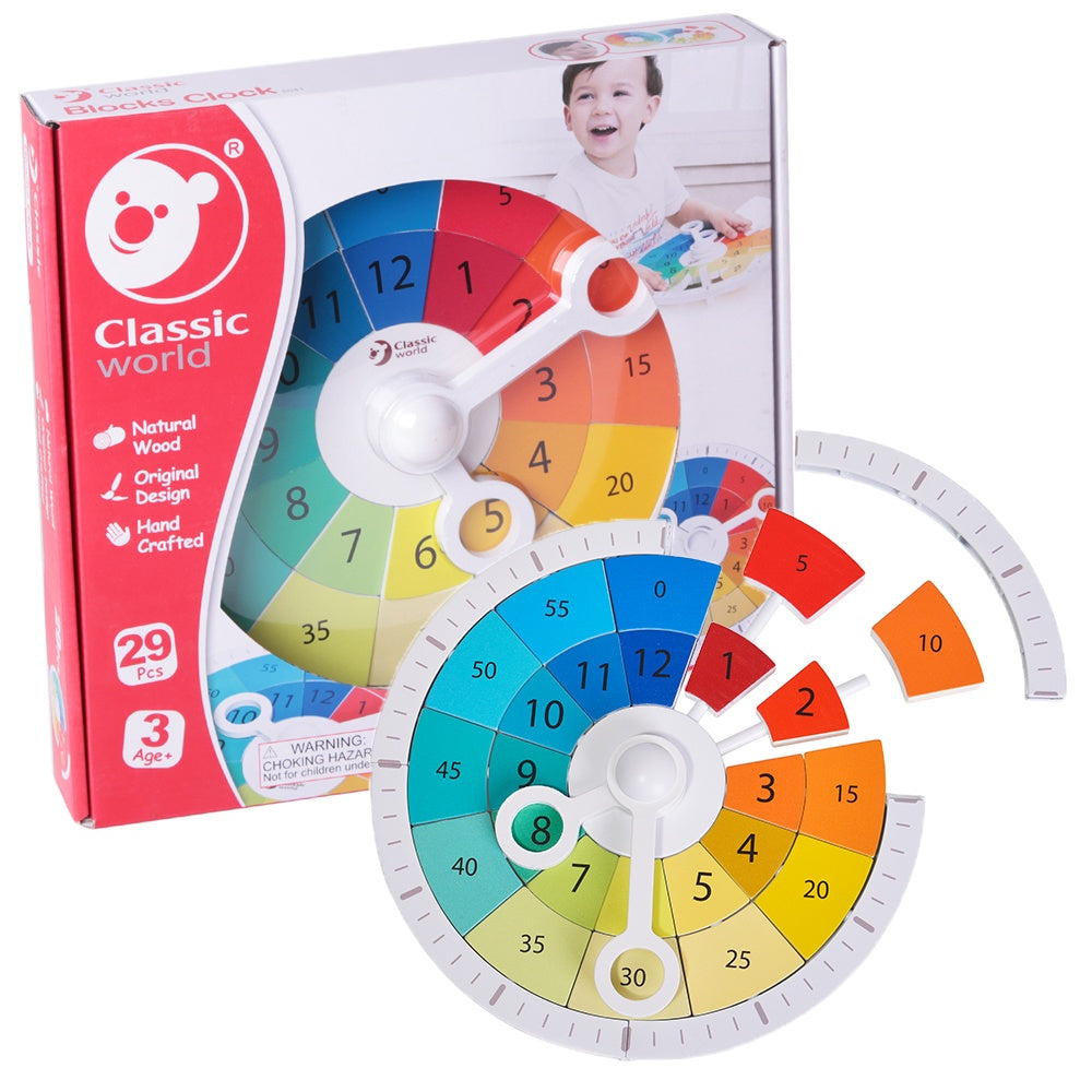 Classic World - Blocks Clock - Number Puzzle - 15pcs