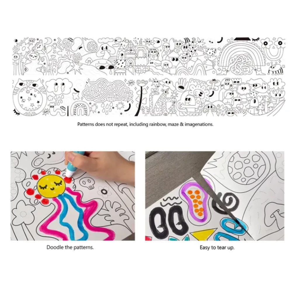 TookyToy - 2-in-1 Dot Art Painting Kit and Colouring Roll: 10 Colours - Motherhood