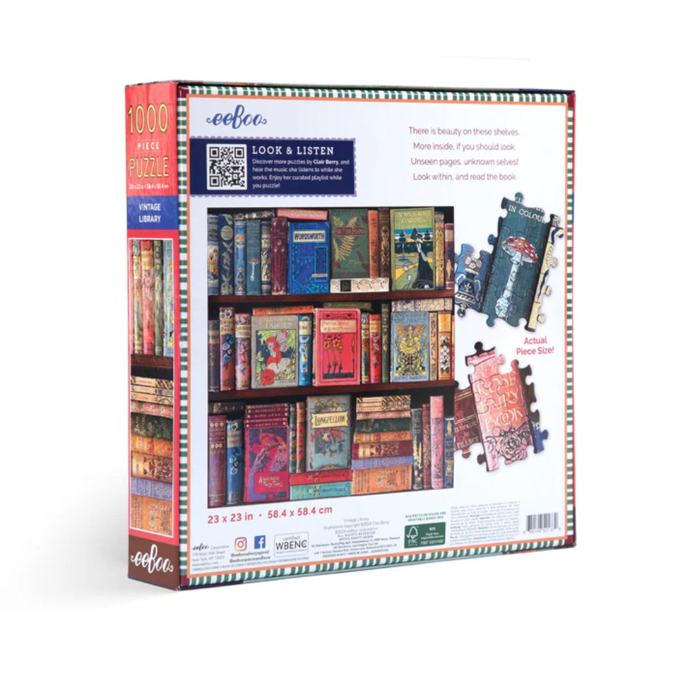 eeBoo - Vintage Library 1000 Piece Square Puzzle