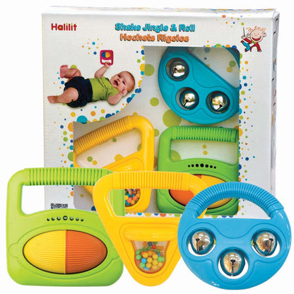 Halilit - Music Instrument for Babies & Toddlers - Shake Jingle & Roll Gift Set of 3 -**